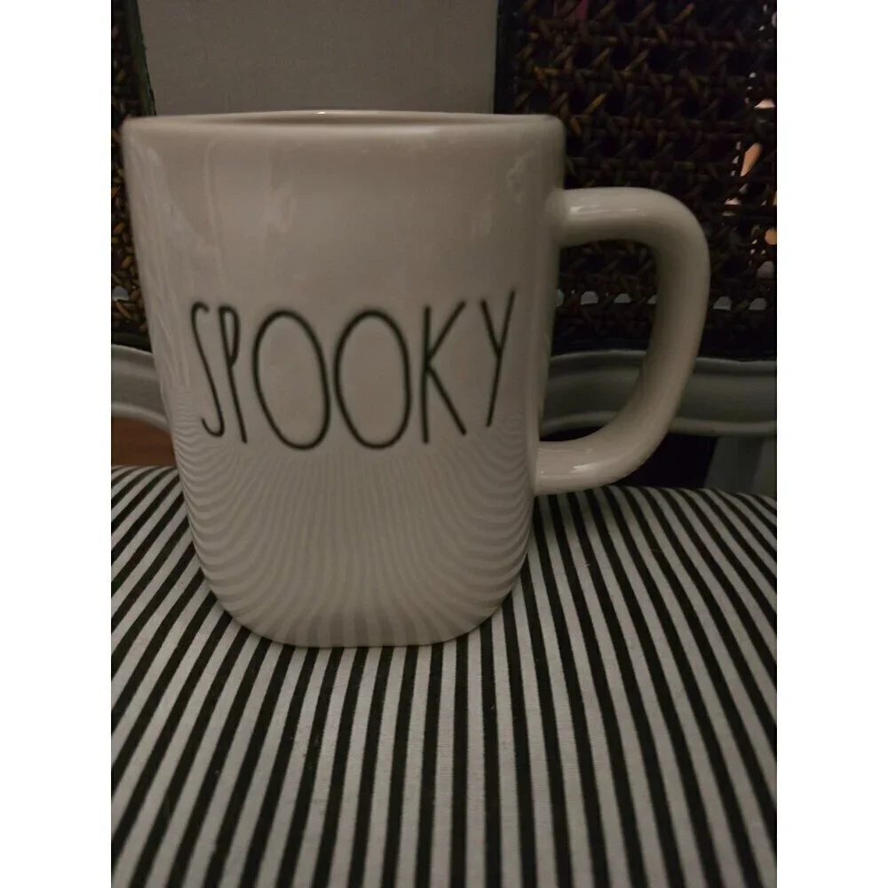 NWT Rae Dunn Halloween Spooky Skeleton Face Mug Double Sided